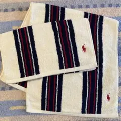 訳あり　ラルフローレン フェイスタオル　二枚　新品未使用　アイボリー　ネイビー