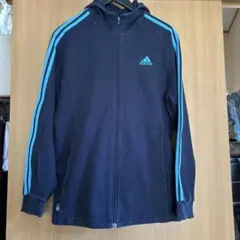adidas ネイビー3本ライン フルジップパーカー