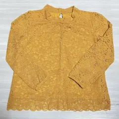 vis ビス レース 長袖ブラウス マスタードカラー 黄色