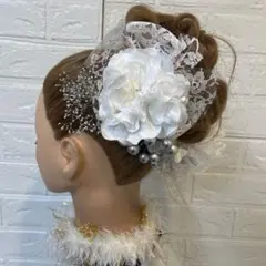 ♦️成人式白ダリア♦️和装髪飾り ホワイト レース 可愛いシンプル