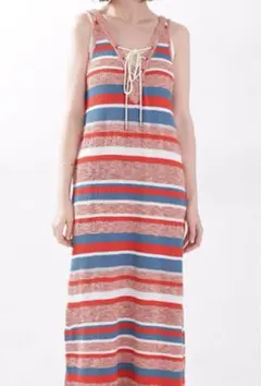 ナノユニバース マルチボーダーニットワンピース ノースリーブ