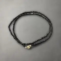 ブラックビーズネックレス 黒 カットビーズ シンプルデザイン