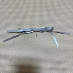 グレー リボン ヘアアクセサリー ゴールド金具