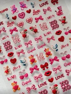 【242】テディベアとハートのネイルシール