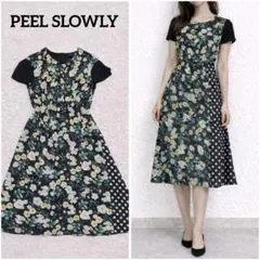 PEEL SLOWLY 花柄 ドット ワンピース フローラル 襟 半袖 フレアのサムネイル