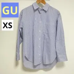 レディース　長袖シャツ　青　XSサイズ　ストライプ