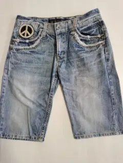 レッドペッパー　デニム　ハ－フパンツ　ニコちゃんワッペン