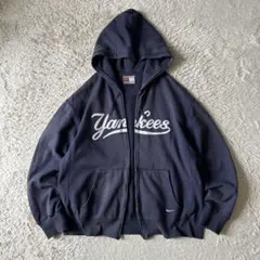 ナイキ 00s NIKE zipup hoodie L navy YANKEES