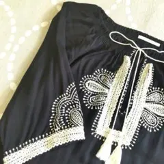 ✡️ヌキテパ　インド製　エンブロイダリー刺繍チュニック七部袖
