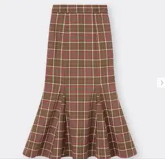 GU チェック柄 マーメイドロングスカート Sサイズ