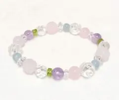 【ペリドット☆アメジスト☆薔薇ブレスレット】天然石　パワーストーン