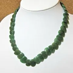 翡翠グリーンストーン ハート型ネックレス 天然石 刻印SILVER 538e