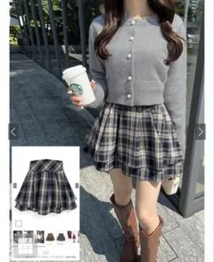 GRL インパン裏地付ティアードチェックミニスカート[dk1290]