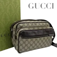 【美品】グッチ GGスプリーム PVC × レザー ショルダーバッグ　5697