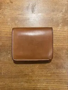 栃木レザー コンパクト財布 本革 総手縫い 二つ折り財布 キャメル 茶