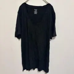 半袖 VネックTシャツ 【XL】ブラック ゆるだぼ オーバーサイズ 大きいサイズ