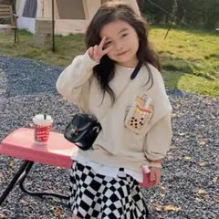 【新品未使用】立体タピオカデザインスウェットトップス100サイズ