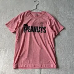 スヌーピー　ピーナッツ　半袖　Tシャツ　コットン　ピンク　男女兼用　S