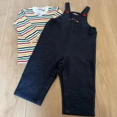 新品　ミキハウス　オーバーオール　長袖Tシャツ　セット