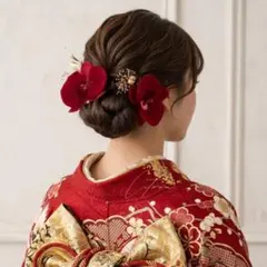 ベルベット胡蝶蘭　髪飾り　結婚式　成人式　卒業式　和装　卒業式　ヘッドパーツ