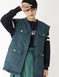 オペークドットクリップ チドリ　ツイード　ベスト
