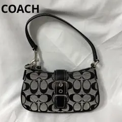 美品☆ COACH アクセサリーポーチ　シグネチャー　キャンバス　Black