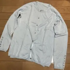 ライトブルー ニットカーディガン