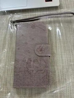 iPhone 16e/17e 手帳型ケース 猫柄 パープル