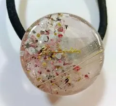 ホワイト プルメリア柄 レジン ヘアゴム 夏祭り 夏 推し活 旅行 約3