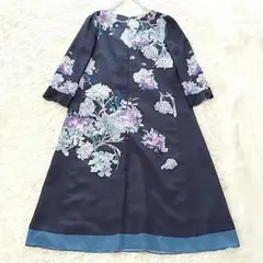 美品 SunaUna 洗える フラワープリントワンピース 40