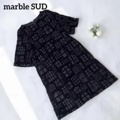 美品✨ マーブルシュッド marble SUD ベロアワンピース 窓柄　総柄　黒のサムネイル