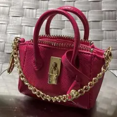 未使用 サマンサタバサ ミニバッグ バッグチャーム ピンク 牛革 コインケース