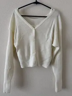 ★セット商品★アイボリー リブ編み カーディガンとキャミソール