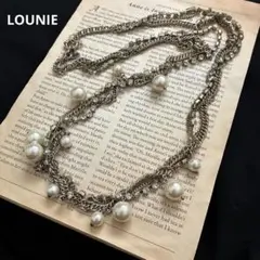 LOUNIEルーニィロングネックレス　パール　ラインストーン　パーティー　結婚式のサムネイル