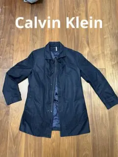 Calvin Klein ステンカラーコート ネイビー　キュプラ