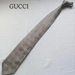 グッチ ネクタイ ベージュ 総柄 シルク100％ イタリア製【n8639】