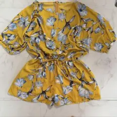 DURAS 花柄 サロペット イエローのサムネイル