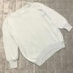 PLST プラステ 長袖 ニット セーターくすみブルー 水色 M