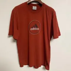 adidas アディダス オレンジ ストレッチTシャツ ロゴ入 サイズO