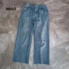 WEGO ライトブルー ワイドレッグデニムパンツ セルフカット　Mサイズ