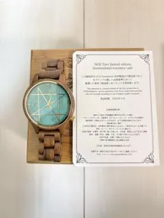 NOZ 腕時計 天然石文字盤 天然木バンド ピンクマイカシスト パープル