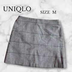 ユニクロ スカート ミニ丈 チェック 台形 綺麗め カジュアル 秋冬 グレー M