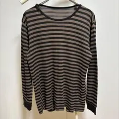 UNIQLOユニクロHEATTECHヒートテックワッフルカットソー（L）ボーダーのサムネイル