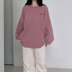 ISAY ロゴ 長袖 Tシャツ ピンク オーバーサイズ