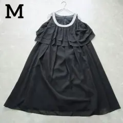 ✨ほぼ新品✨MAITRESSE パーティードレス 9号 黒 ビジュー パールのサムネイル