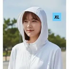 ラッシュガード 白 フード付き XL 男女兼用 UVカット 日除け 大活躍
