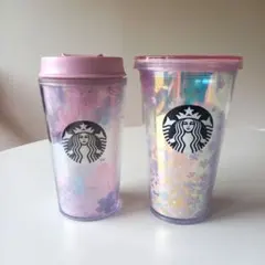 美品２点セット★　SAKURA　スタバ　タンブラー　虹色フラワー　桜