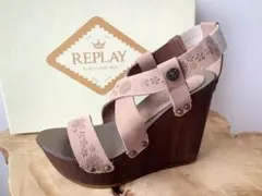 ※左足のみです※【REPLAY】レザー厚底サンダル　花柄　35/22.5cmのサムネイル
