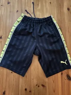 PUMA ストライプジャージパンツ M 紺/黄緑