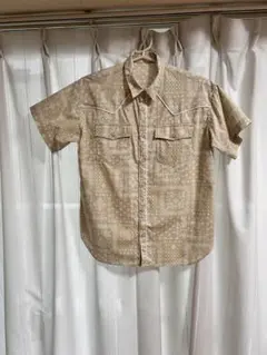 comme ca filleベージュ柄半袖シャツ 150cm